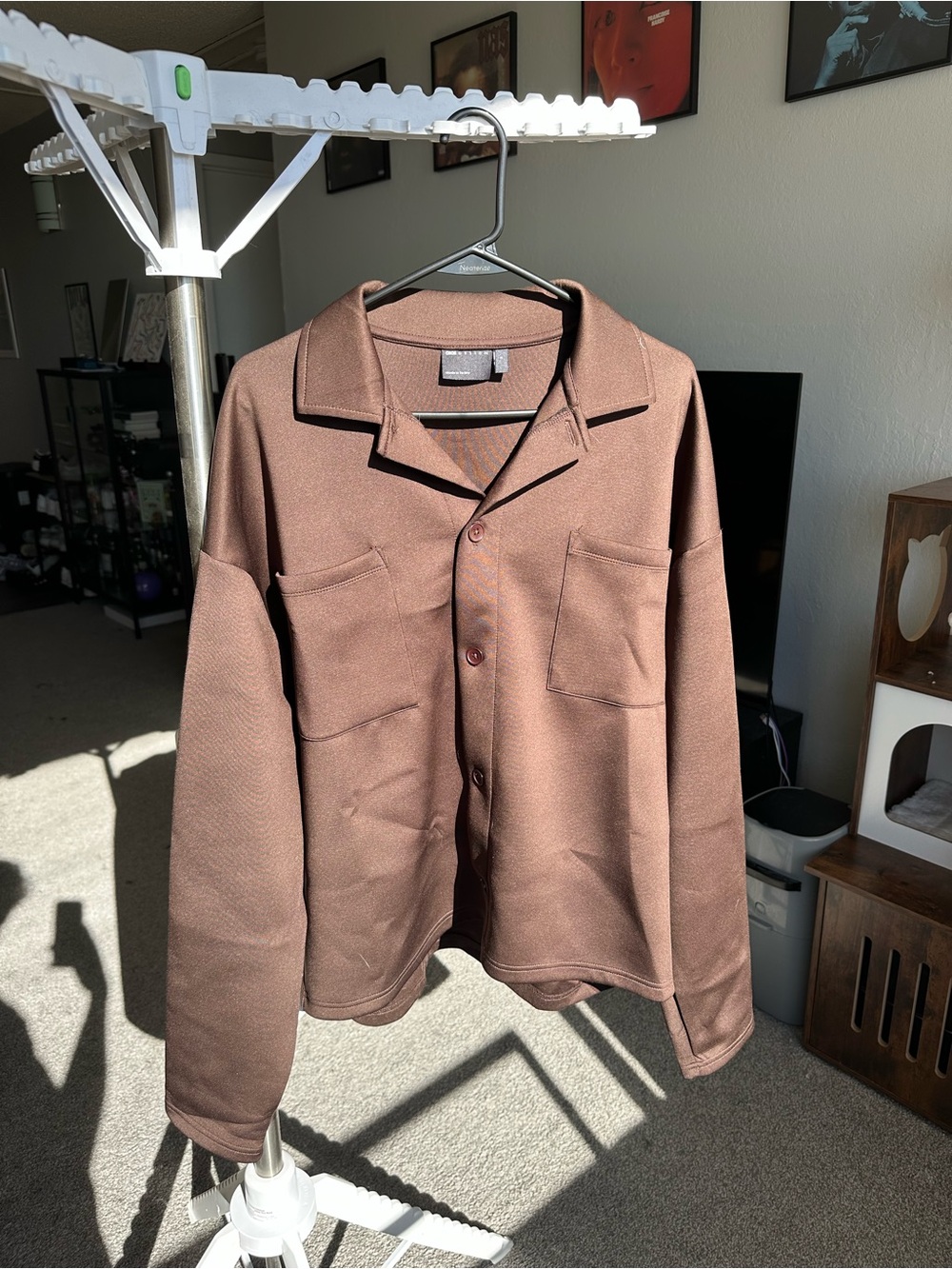 ASOS Brown Button-Up Shirt Jacket